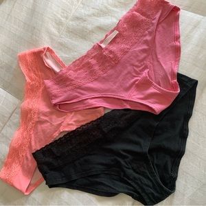 3 pairs Victoria Secret cheeky panties size Lg